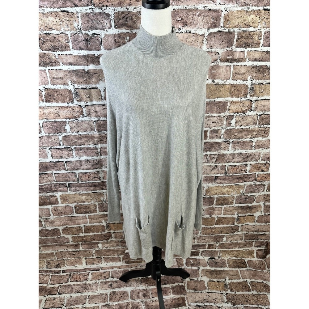 Romeo Juliet Couture Gray Mock Neck‎ Pocket Tunic Sweater Dress Women's M